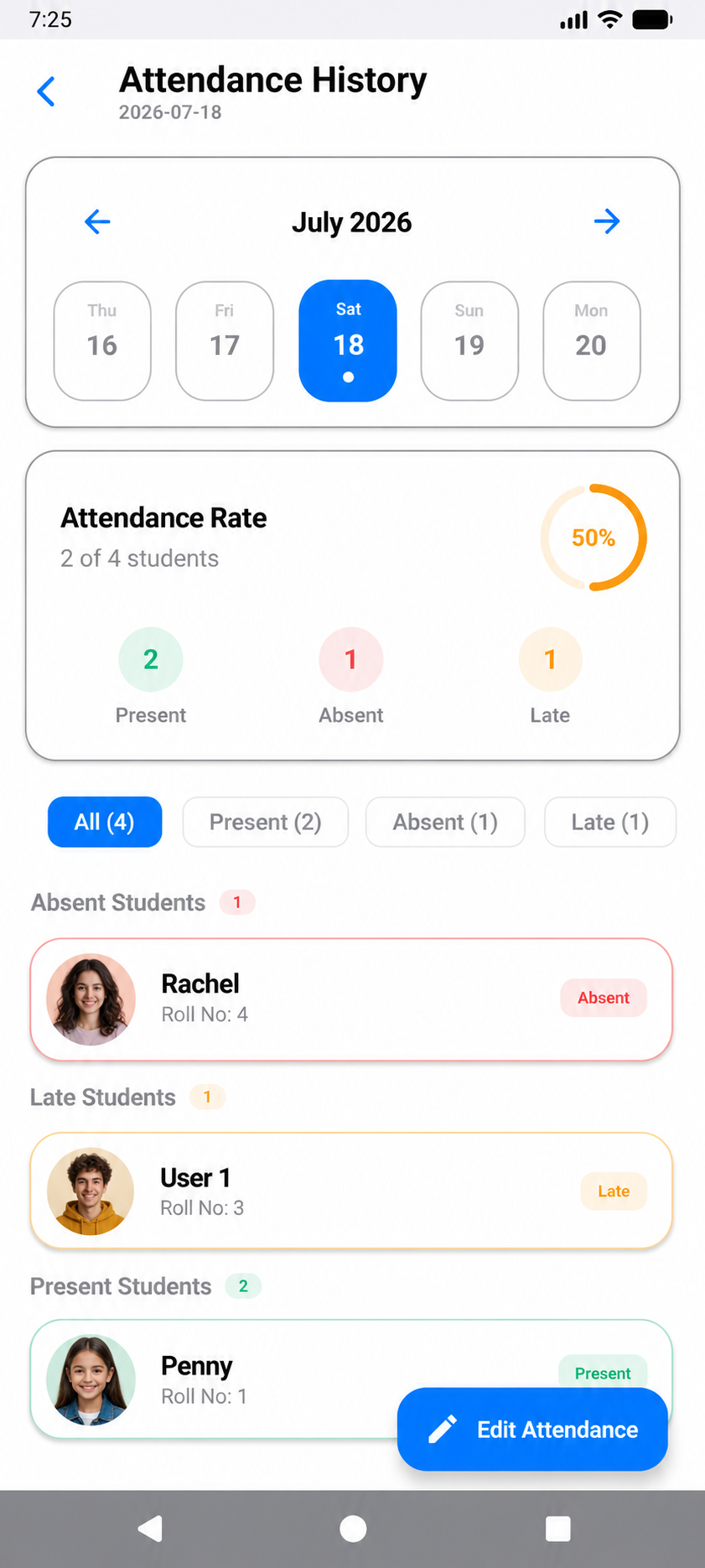 Effortless Attendance Tracking details view