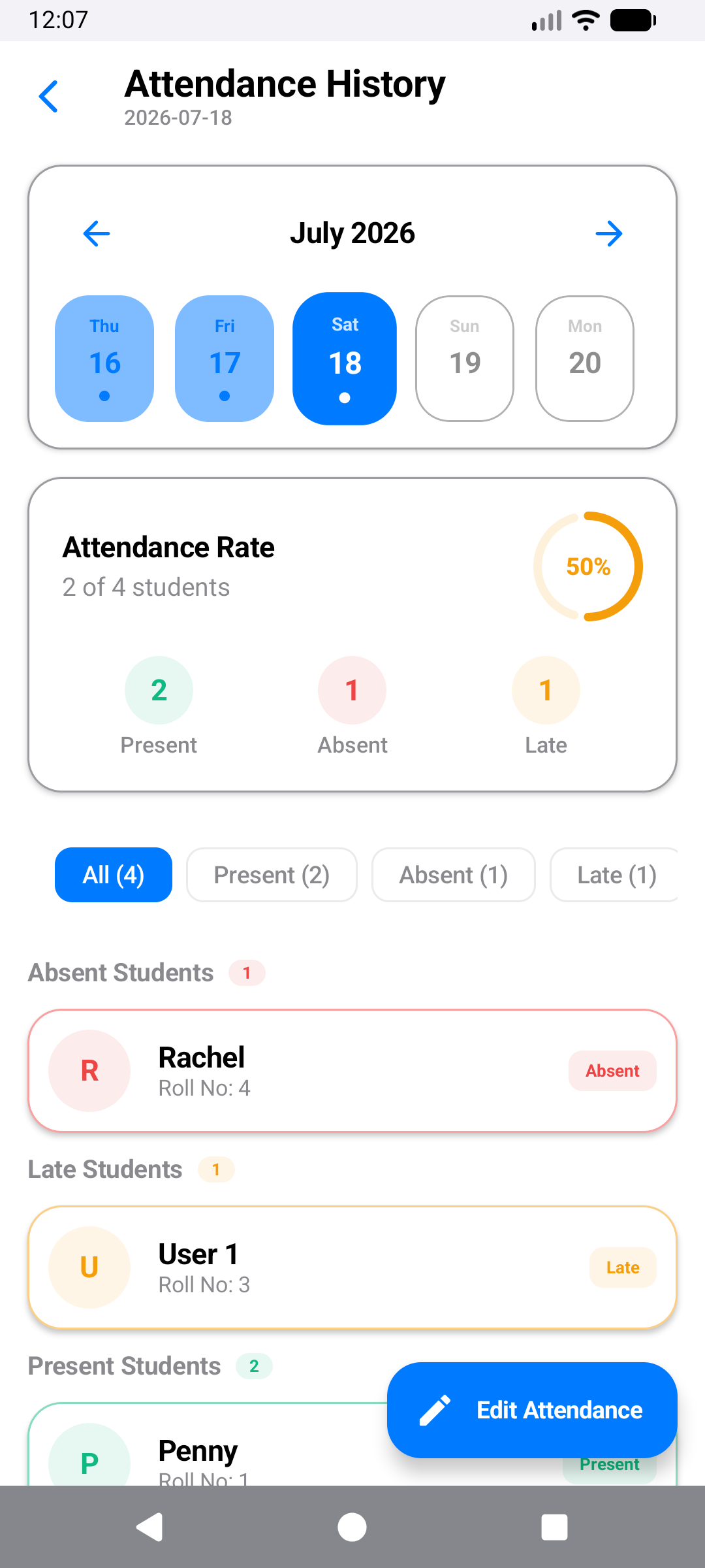 Effortless Attendance Tracking details view